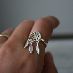 ドリームキャッチリング 夢をかなえる 願いを込めて 幸運 お守り 幸せを運ぶ A-175 4枚目の画像