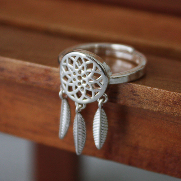 ドリームキャッチリング 夢をかなえる 願いを込めて 幸運 お守り 幸せを運ぶ A-175 3枚目の画像