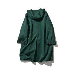 羽織るだけで雰囲気格上げ　フード付きアウター　ロングコート　暗い青みのある緑色　230911-3 8枚目の画像