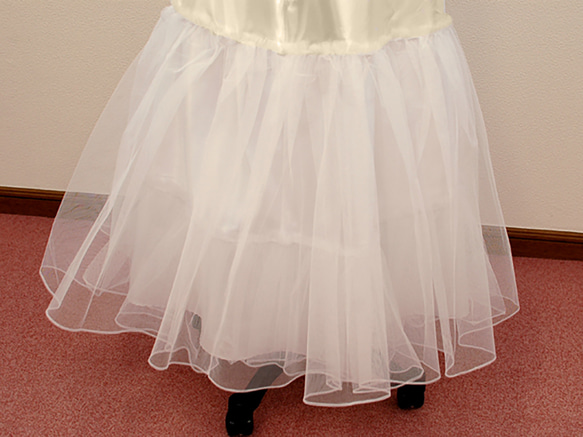パニエ Aライン 大人 アイボリー ロング 日本製 チュール ワイヤーなし ウエディング ブライダル ドレス P02IV 10枚目の画像