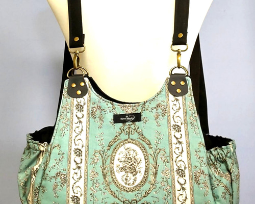 トワルドジュイ ターコイズ 両面表面 3Weyあおりがま口バッグ