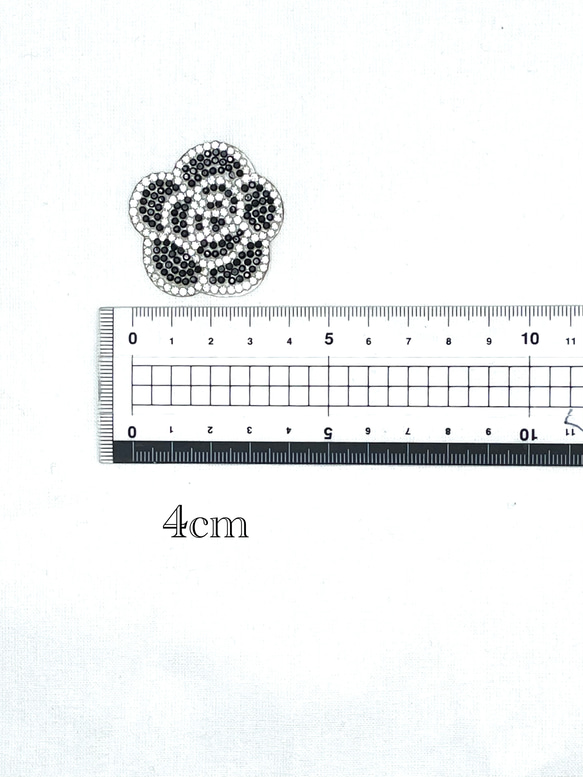 20枚セット　カメリアワッペン　花ワッペン　アイロンワッペン　キラキラワッペン　ワッペン　ストーン　ブラック 2枚目の画像