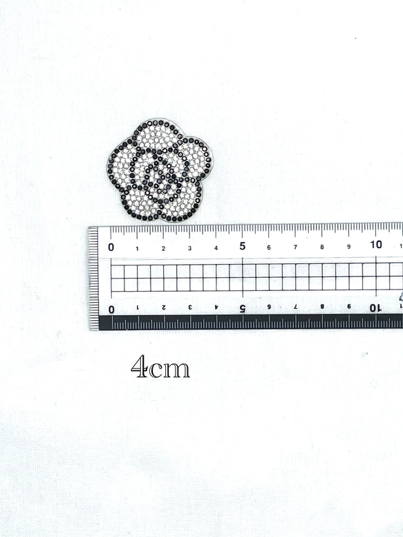 20枚セット　カメリアワッペン　花ワッペン　アイロンワッペン　キラキラワッペン　ワッペン　ストーン　シルバー 2枚目の画像