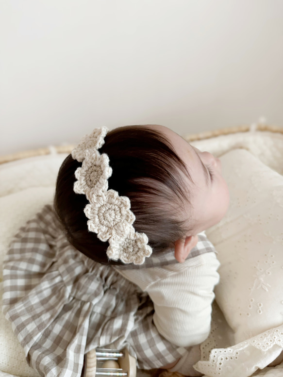 Flower hair band *やさしい*コットン*ヘアアクセサリー*ベビー*おしゃれ*選べる 1枚目の画像