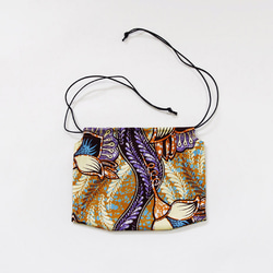 アフリカ布の巾着ショルダー（アフリカンプリント）斜めがけ たすき掛け インナーバッグ 2枚目の画像