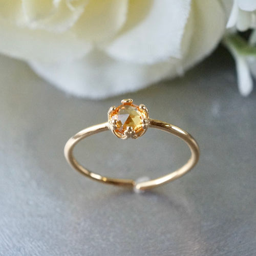 9月誕生石 再販 オレンジ サファイア クラウンモチーフ 7号