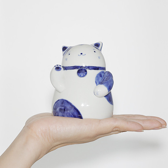 砥部焼 かわいい「招き猫」置物 ねこ tsuneoka ceramics tsuneoka-504 7枚目の画像