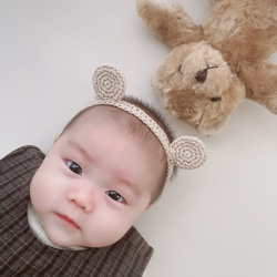 くま耳ヘアバンド *やさしい*コットン*ヘアアクセサリー*ベビー
