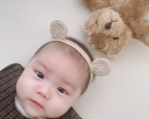 2105 ベビーターバン くま耳 ハンドメイド 2105 ベビーターバンくま耳