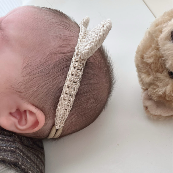 くま耳ヘアバンド　*やさしい*コットン*ヘアアクセサリー*ベビー*かわいい*選べる 2枚目の画像