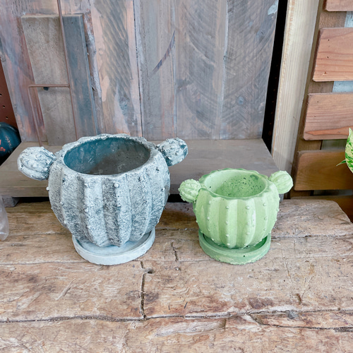 お得2つセット！現品のみ♡【サボテン型オシャレ陶器鉢 受け皿つき