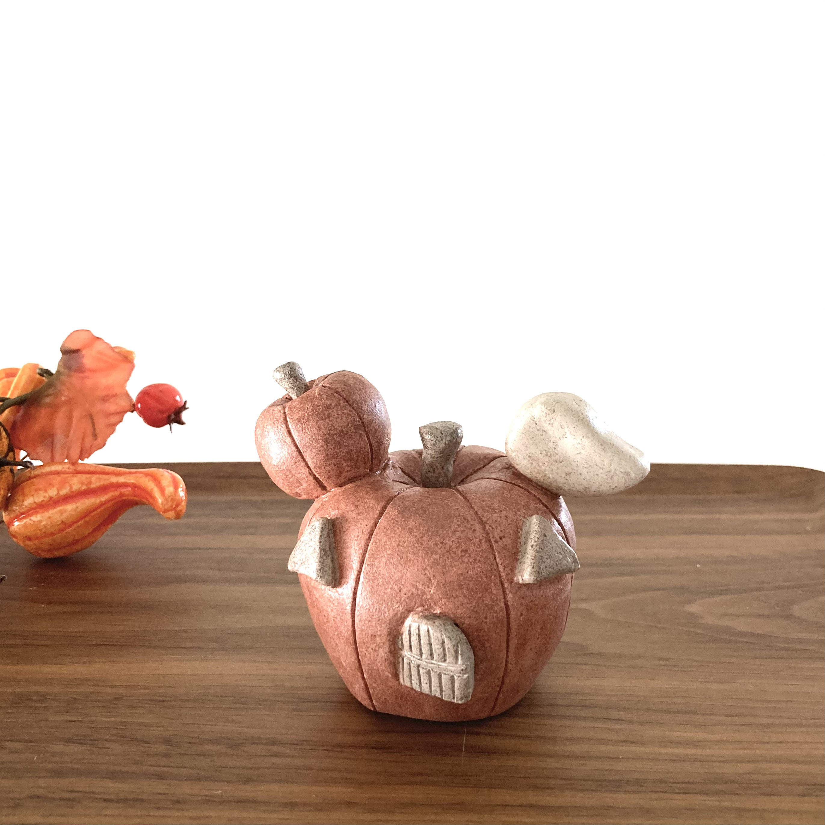 ハロウィン ハンドメイドオブジェ 雑貨 装飾 手作り 一点もの ★かぼちゃと籠★ ハロウィン 飾り 木製 かぼちゃ ハロウィンBセット 2025