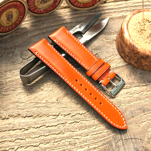 ワルピエ ブッテーロ イタリアンレザー オレンジ｜フルステッチ 時計