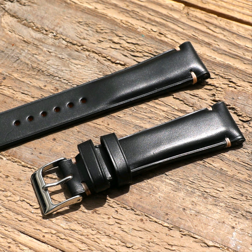 ホーウィン クロムエクセルレザー ブラック｜ダブルステッチ 時計