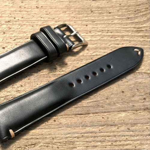 ホーウィン クロムエクセルレザー ブラック｜ダブルステッチ 時計