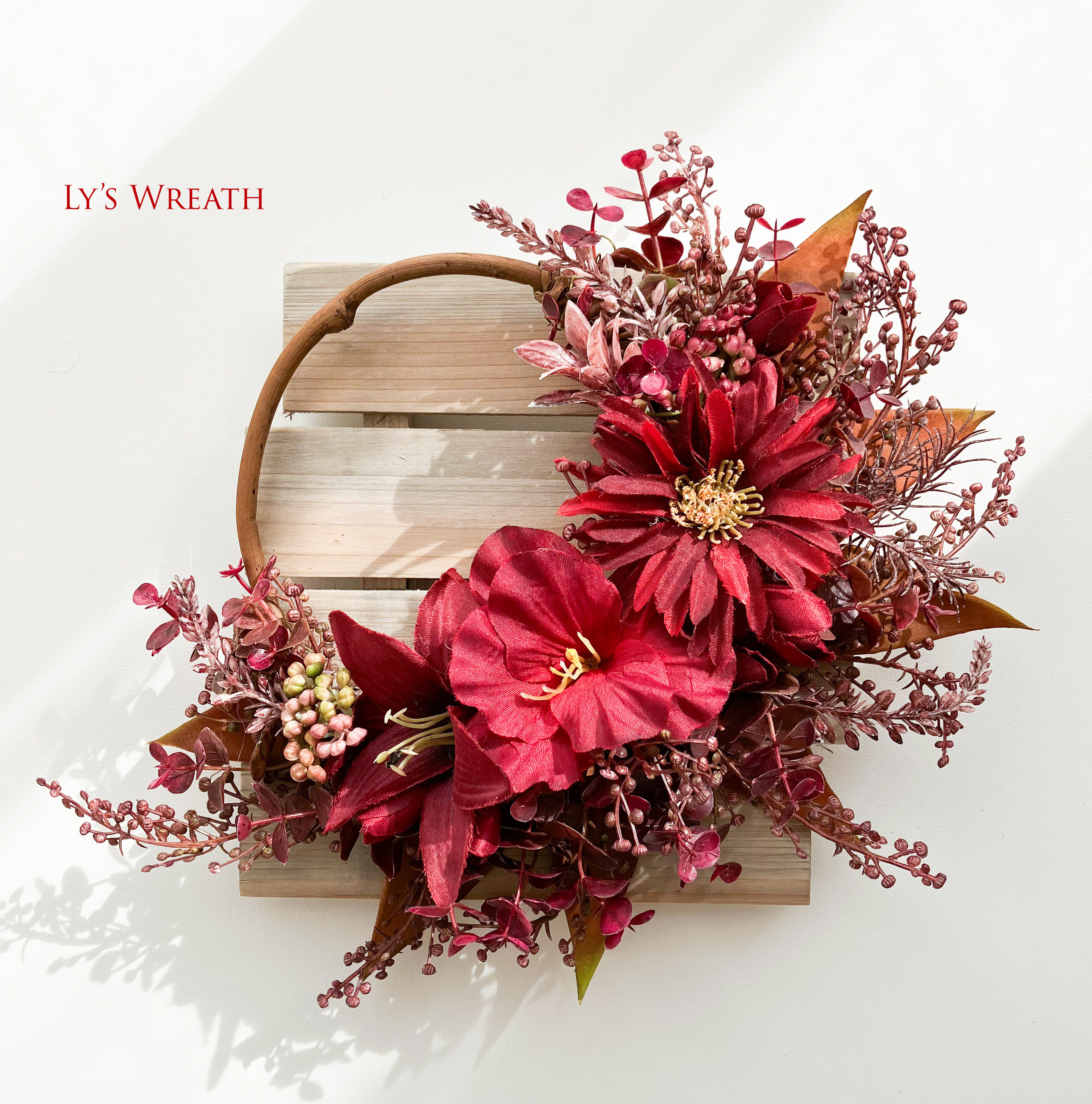 大人シックなハロウィンリース グレージュのダリア 秋色リース リース