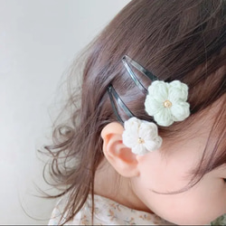 ぷっくりお花のヘアピン 単品　*やさしい*コットン*ヘアアクセサリー*ベビー*おしゃれ*選べる*お花 2枚目の画像