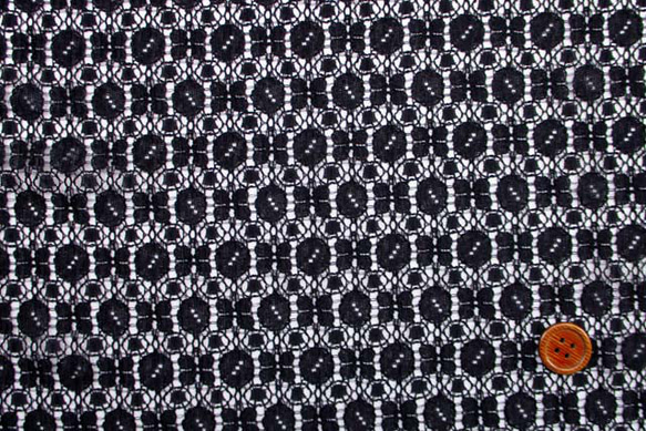 ラッセルレース生地　黒　（約105ｃｍ×約50ｃｍ）　【ハンドメイドのための小さな布】　la795 1枚目の画像