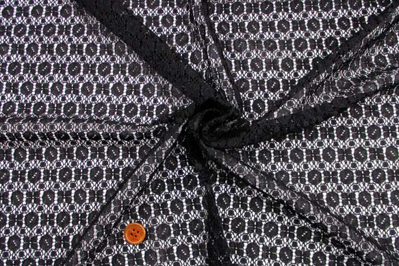 ラッセルレース生地　黒　（約105ｃｍ×約50ｃｍ）　【ハンドメイドのための小さな布】　la795 3枚目の画像