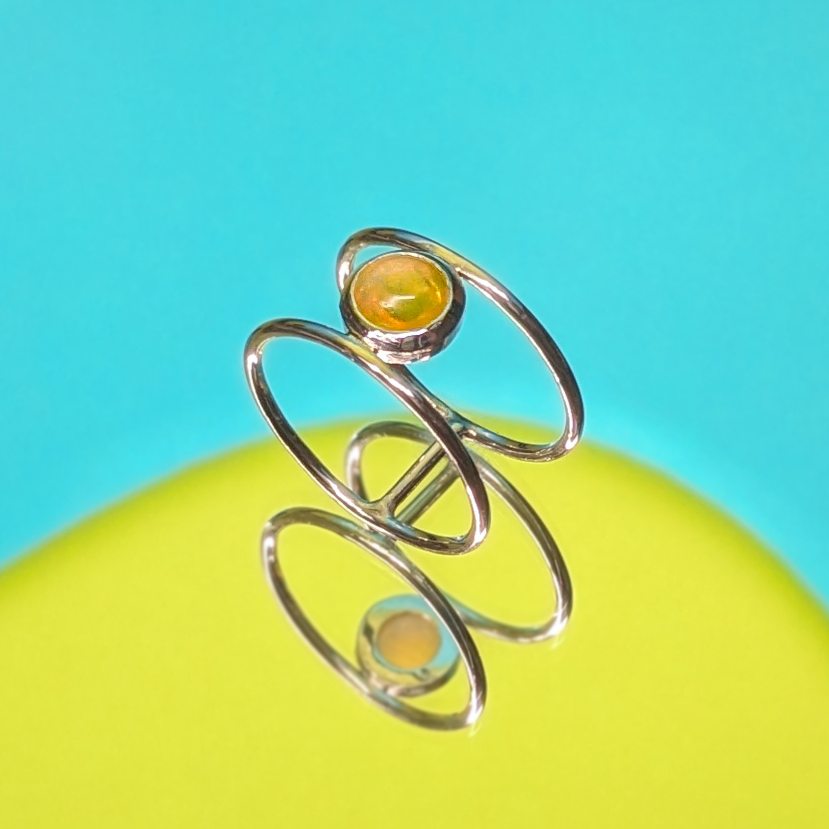 エチオピア産オパール・2連フープリング《yellow》