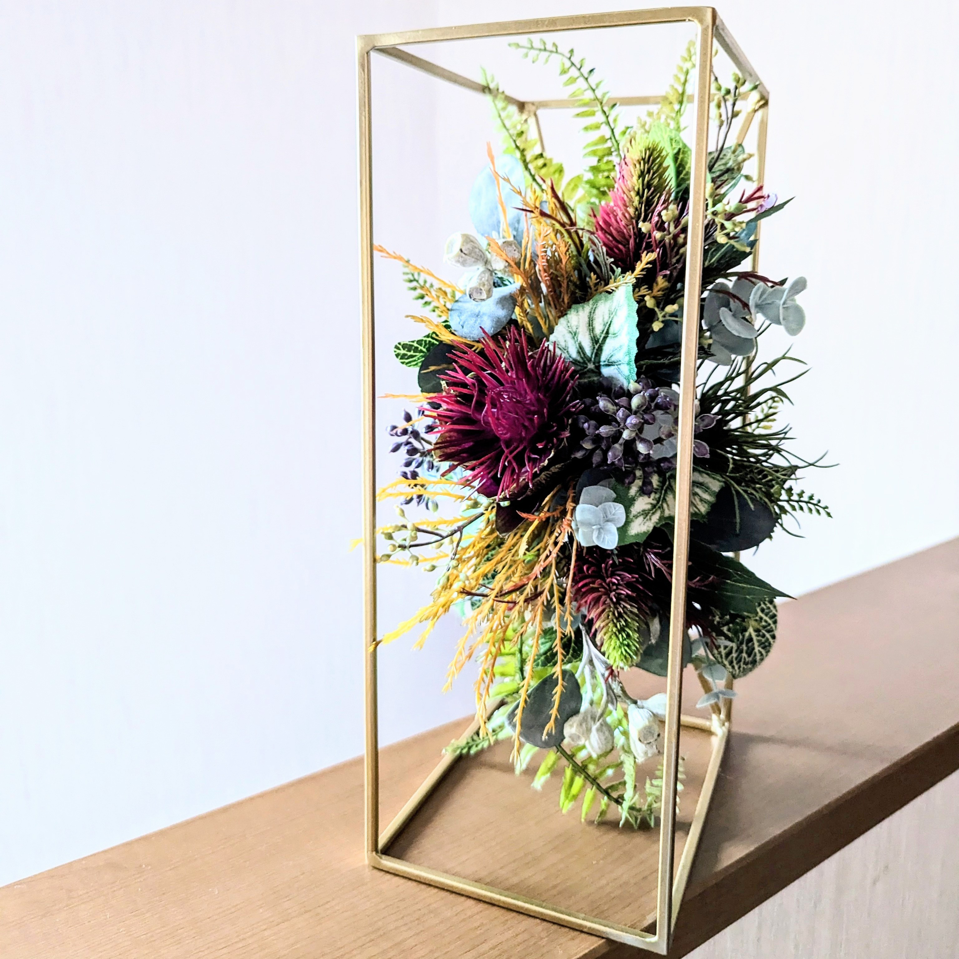 【GOLD FRAME ARRANGEMENT～アーティーチョーク×エリンジウム×ユーカリベリー 】Lタイプ 2way