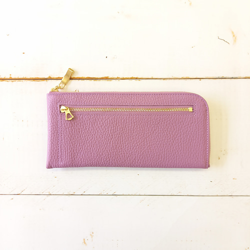 スリムで軽く大容量な長財布(ラベンダー)14枚カードポケット！高級