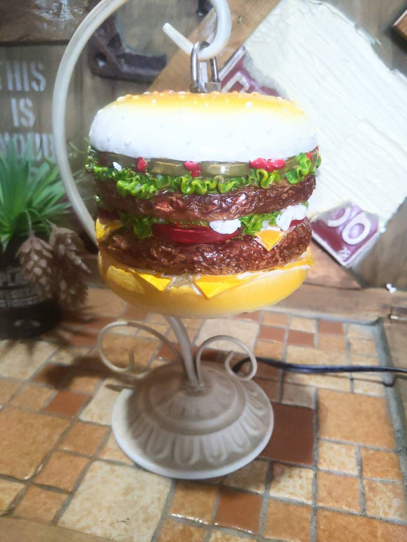 アメリカンダイナー  ハンバーガー 電飾看板  バーガーズ ランプ（ホワイト）  BURGERS スタンドランプ 3枚目の画像