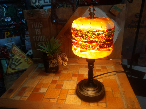 アメリカンダイナー  ハンバーガー 電飾看板  バーガーズ ランプ  BURGERS スタンドランプ  #キッチンカー 1枚目の画像