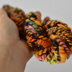 お値下げ品　tenna + 手つむぎ毛糸  手紡ぎ糸 アートヤーン メリノウール   約20g #5054 1枚目の画像