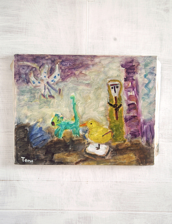 鳥のいる油彩静物画 絵画 teru 通販 16514603｜Creema(クリーマ)