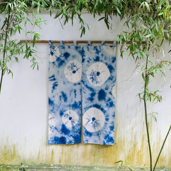 Yuhe 手作り絞り染め青染め純綿ドアカーテン草染めカスタマイズされたドアカーテンショートカーテン藍パーティションカーテン 8枚目の画像