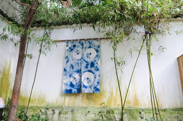 Yuhe 手作り絞り染め青染め純綿ドアカーテン草染めカスタマイズされたドアカーテンショートカーテン藍パーティションカーテン 10枚目の画像