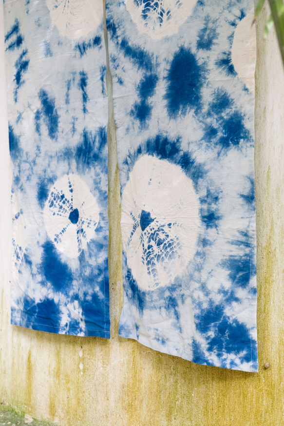 Yuhe 手作り絞り染め青染め純綿ドアカーテン草染めカスタマイズされたドアカーテンショートカーテン藍パーティションカーテン 13枚目の画像