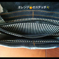 No.322【DENIM✖️HARDヒッコリーストライプWallet】お財布ショルダーやりくり財布スマホポシェット❤️ 8枚目の画像