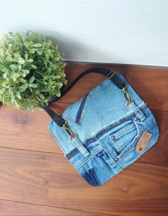 No.322【DENIM✖️HARDヒッコリーストライプWallet】お財布ショルダーやりくり財布スマホポシェット❤️ 4枚目の画像