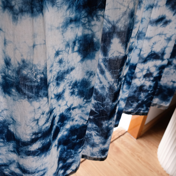 冰花 手工紮染藍染純棉窗簾門簾 原創設計天然草木染訂製成品窗簾 第7張的照片