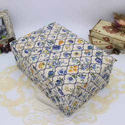 【受注制作】カルトナージュ♪　２段ツールボックス / 裁縫箱 （モロッカンon花柄 / ブルー系） 8枚目の画像