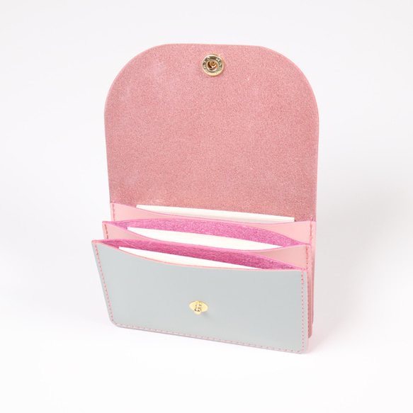 可愛い 名刺入れ カードケース アコーディオン ペールグレー／さくら