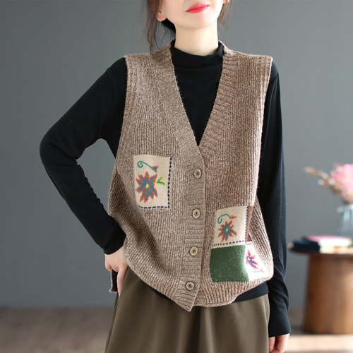 ニットベスト レディース ニット ベスト ケーブル編み トップス 重ね着