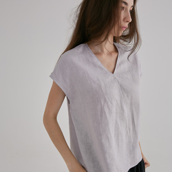 V領落肩上衣 - 岩灰V neck top with inverted pleat - Gray 第7張的照片