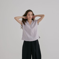 V領落肩上衣 - 岩灰V neck top with inverted pleat - Gray 第3張的照片