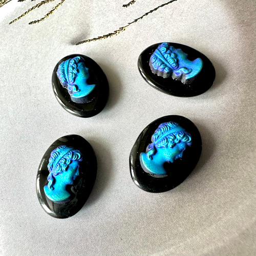 1個 1960s 西ドイツ 18×13mm レア ヴィンテージガラス カメオ オーバル