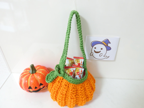 ハロウィンかぼちゃミニバッグ　オレンジ色　 1枚目の画像