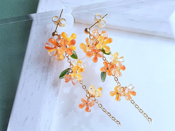 金木犀のチェーンピアス(イヤリング) ピアス（スタッド・一粒