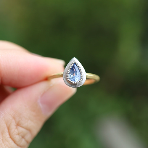 イエロー グリーン サファイア リング プラチナ 指輪 一粒 ペアシェイプ イエロー グリーン サファイア リング プラチナ 指輪 一粒 ペアシェイプ