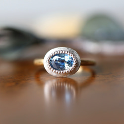 K18YG Pt900H アクアブルーとライトイエローのバイカラーサファイア