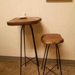 けやき　ひとりカフェテーブル・イスセット09-06　（テーブル高さ87㎝） 2枚目の画像