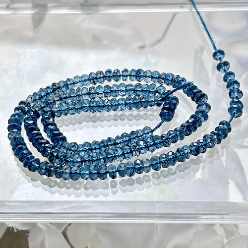 極美品ロンドンブルートパーズ ボタンカット18金金具 6mm