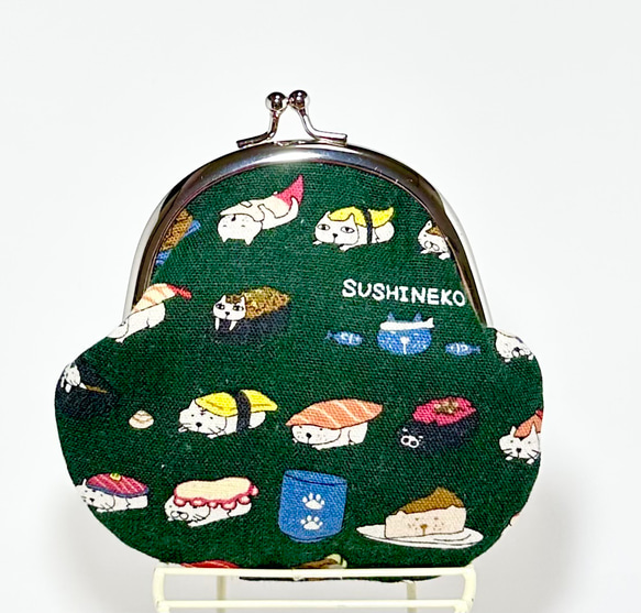 寿司ねこ柄がま口財布 1枚目の画像