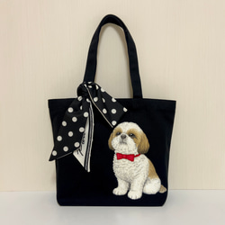 オリジナル シーズー トートバッグ 手描き オリジナルイラスト 鞄
